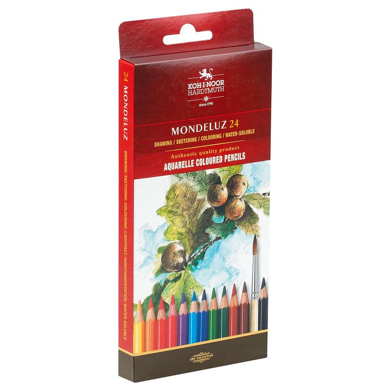 Карандаши акварельные Koh-I-Noor "Mondeluz", 24цв., заточен., картон, европодвес