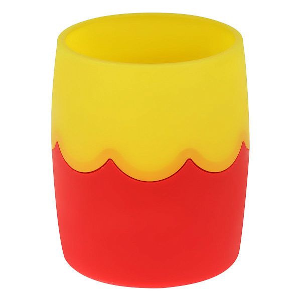 Подставка-стакан СТАММ, пластиковая, круглая, двухцветный розово-желтый