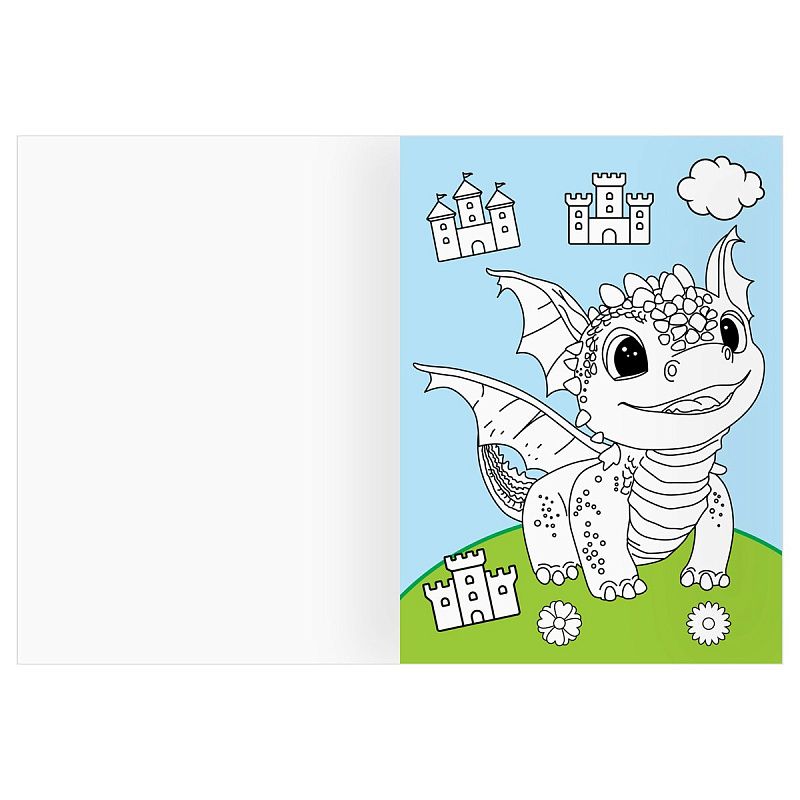 Раскраска с цв. фоном А4, 16 стр., ТРИ СОВЫ "Дракончики"