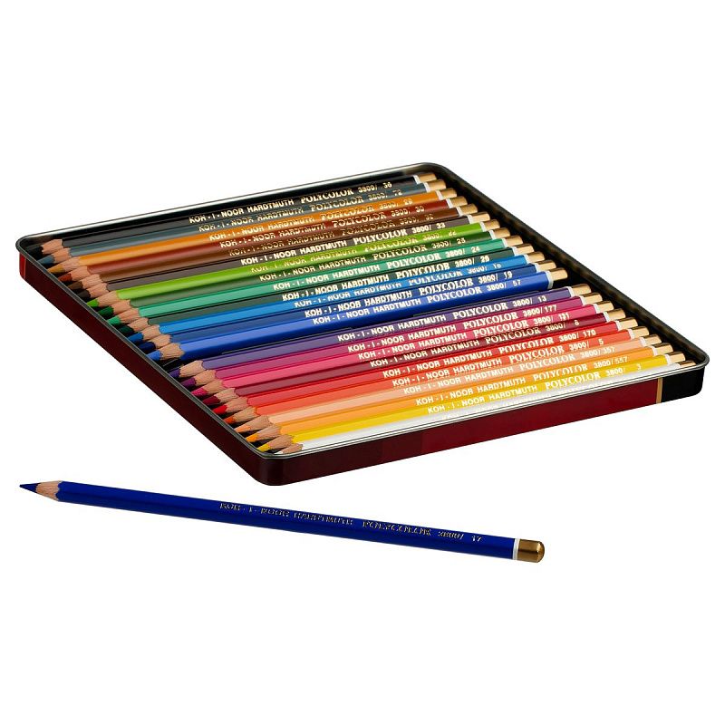 Карандаши цветные художественные Koh-I-Noor "Polycolor", 24цв., заточен., метал. пенал