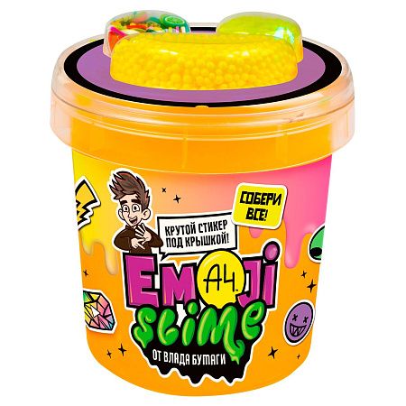 Слайм с добавками для замешивания Slime "Emoji. Влад А4", оранжевый/ зеленый/желтый, 110г, ассорти