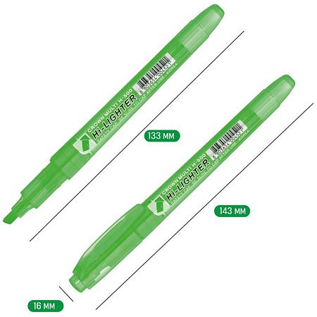 Текстовыделитель Crown "Multi Hi-Lighter" зеленый, 1-4мм 