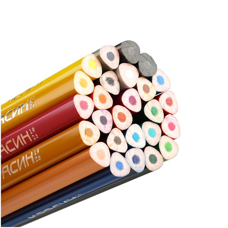 Карандаши цветные пластиковые Красин "Эволюция", 24цв.+2 ч/г HB, заточен., картон, европодвес