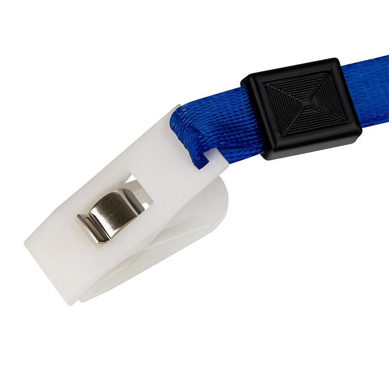 Бейдж горизонтальный OfficeSpace, 55*90мм, школьный синий, с клипсой на синей ленте