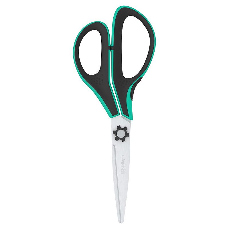 Ножницы Berlingo "Easycut 350", 15см, бирюзовые, эргономичные ручки, мягкие вставки, европодвес