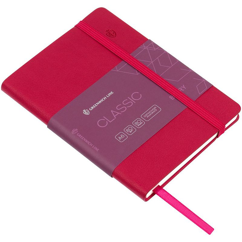 Записная книжка А6 80л. ЛАЙТ, кожзам, Greenwich Line "Classic. Berry", с резинкой, фактурное тиснение, блок в клетку