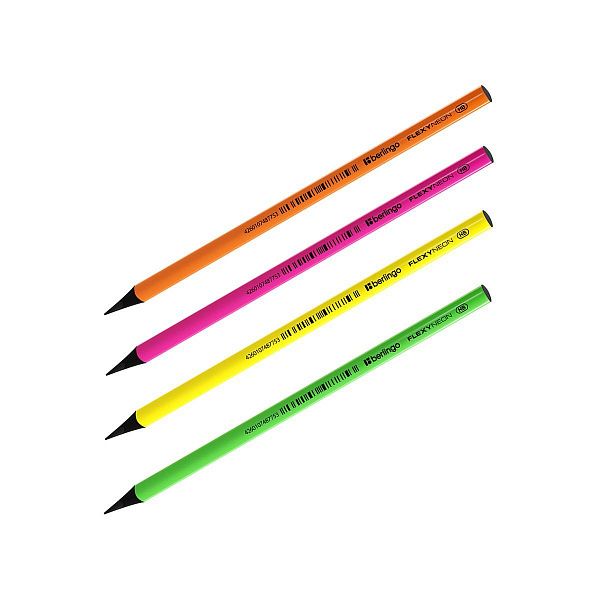 Карандаш ч/г Berlingo "Flexy Neon" HB, заточен., пластиковый, ассорти