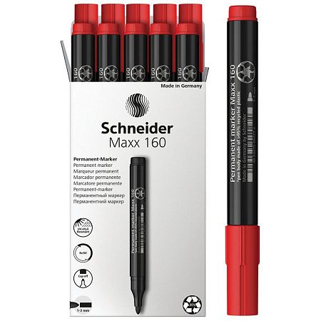 Маркер перманентный Schneider "Maxx 160" красный, пулевидный, 3мм 