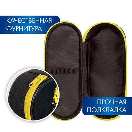 Пенал-футляр BRAUBERG, 1 отделение, органайзер, полиэстер, 22x9x5 см, "Smile OFF", 271587 