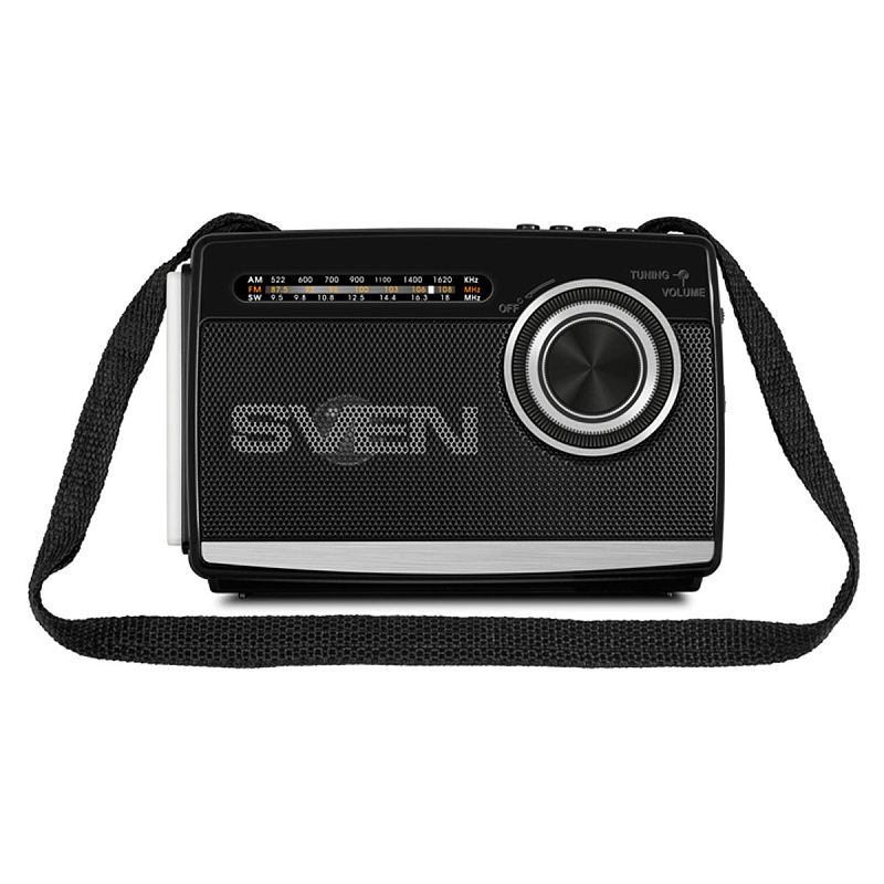 Портативная акустическая система Sven SRP-535, 3W, FM/AM/SW, USB, microSD, фонарь, аккумулятор, черный