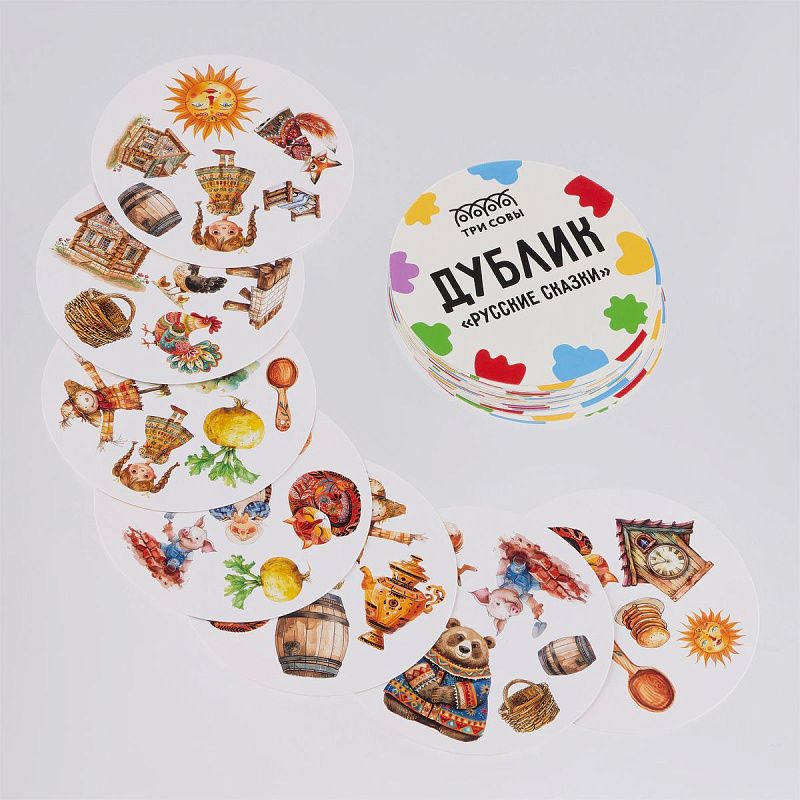 Игра настольная ТРИ СОВЫ "Дублик. Русские сказки" 30 карточек 