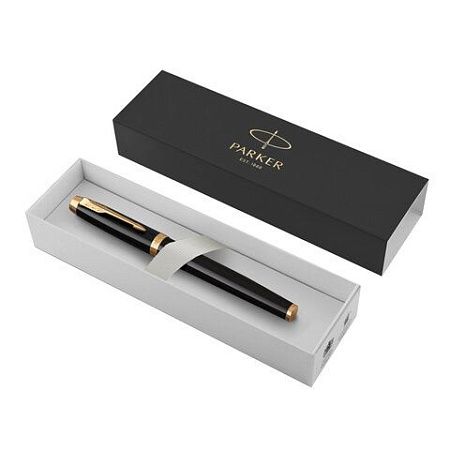 Ручка-роллер PARKER "IM Core Black Lacquer GT", черный глянцевый лак, позолота, черная, 1931659 