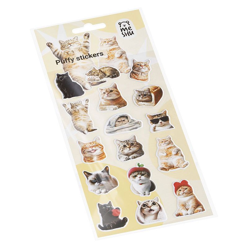 Наклейки объемные MESHU "Wow Cat", 10*23см, инд. уп., европодвес