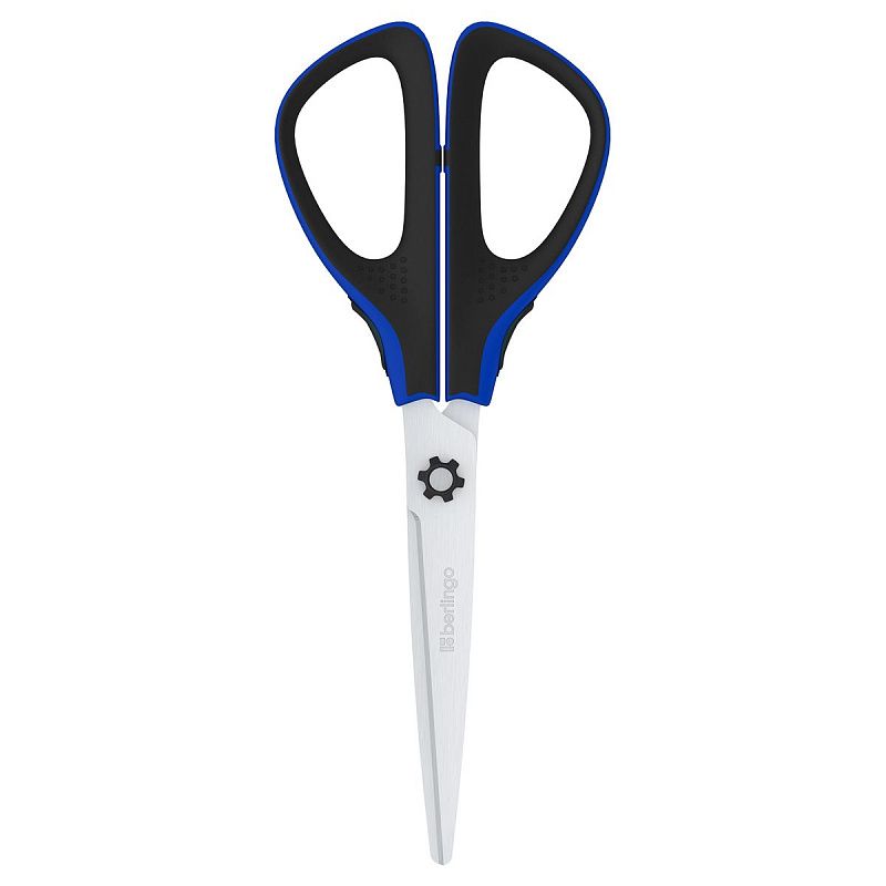 Ножницы Berlingo "Easycut 300", 19см, синие, мягкие вставки, европодвес