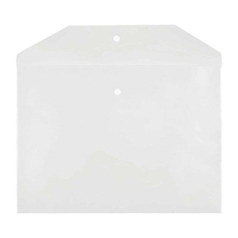 Папка-конверт на кнопке СТАММ А4, 150мкм, пластик, прозрачная, бесцветная 