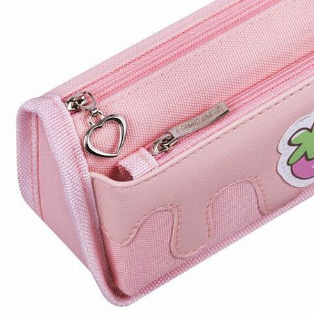 Пенал мягкий ЮНЛАНДИЯ, 2 отделения, полиэстер, "Strawberry shortcake", розовый, 21х9х6 см, 271577 