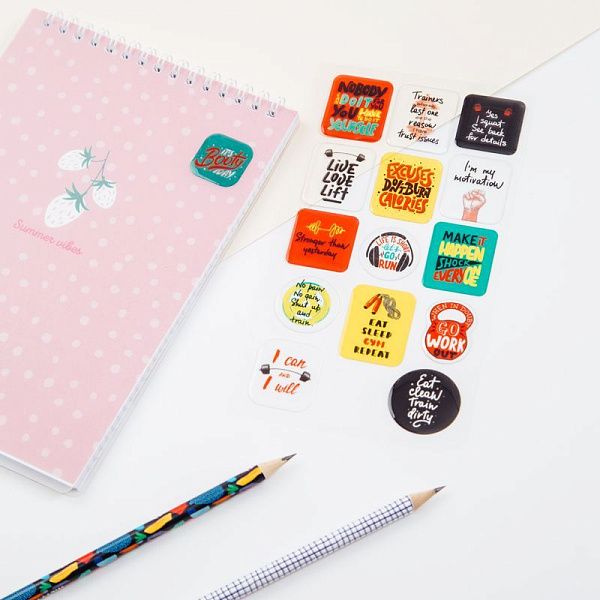 Наклейки гелевые MESHU "Motivation", 10*22см, 15 наклеек, инд. уп., европодвес