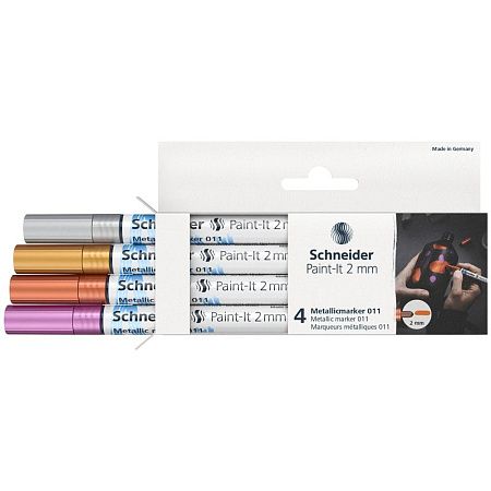 Набор маркеров для декорирования Schneider "Paint-It 011" 04цв., металлик, 2,0мм 