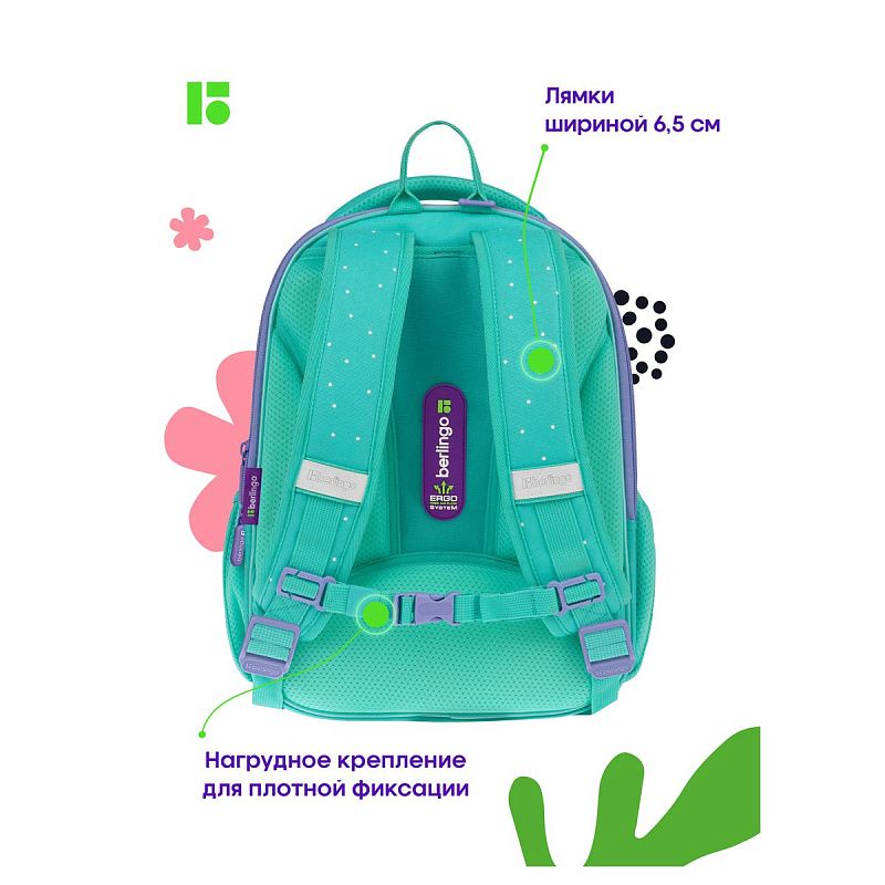 Ранец Berlingo Expert Mini "Hello" 36*27*14см, 2 отделения, 2 кармана, анатомическая спинка, мешок для обуви 