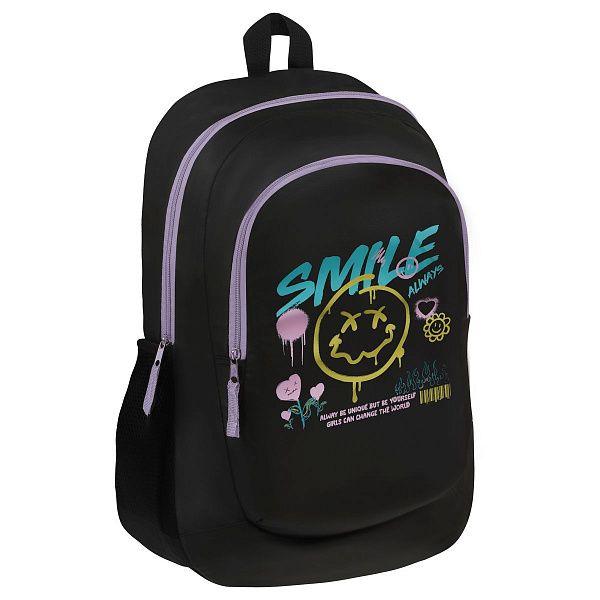 Рюкзак ArtSpace Classic "Pretty smile", 40*29*18см, 2 отделения, 2 кармана, PU покрытие, уплотн. спинка
