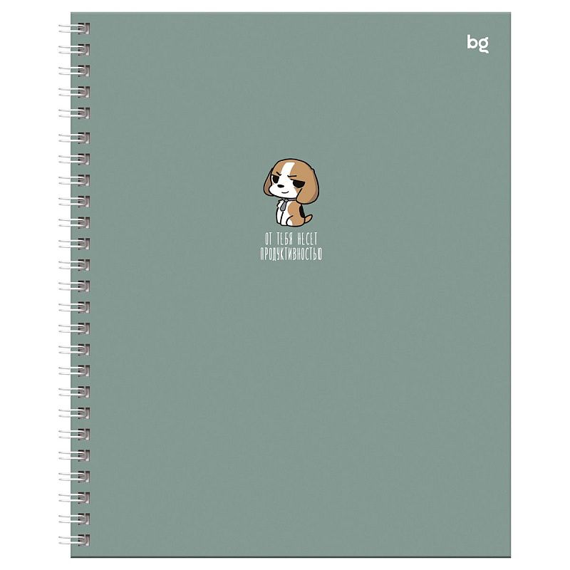 Тетрадь 120л., А5, клетка на гребне BG "Трудоголик", матовая ламинация, выб. лак, твердая обложка