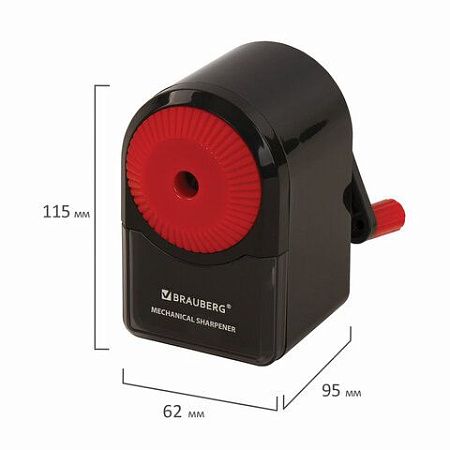 Точилка механическая BRAUBERG "ULTRA", для чернографитных и цветных карандашей, крепление к столу, корпус черный с красным, 228626 