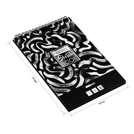 Скетчбук 40л., А5 ArtSpace "Black line. Strokes", на гребне, черный блок, 120г/м2