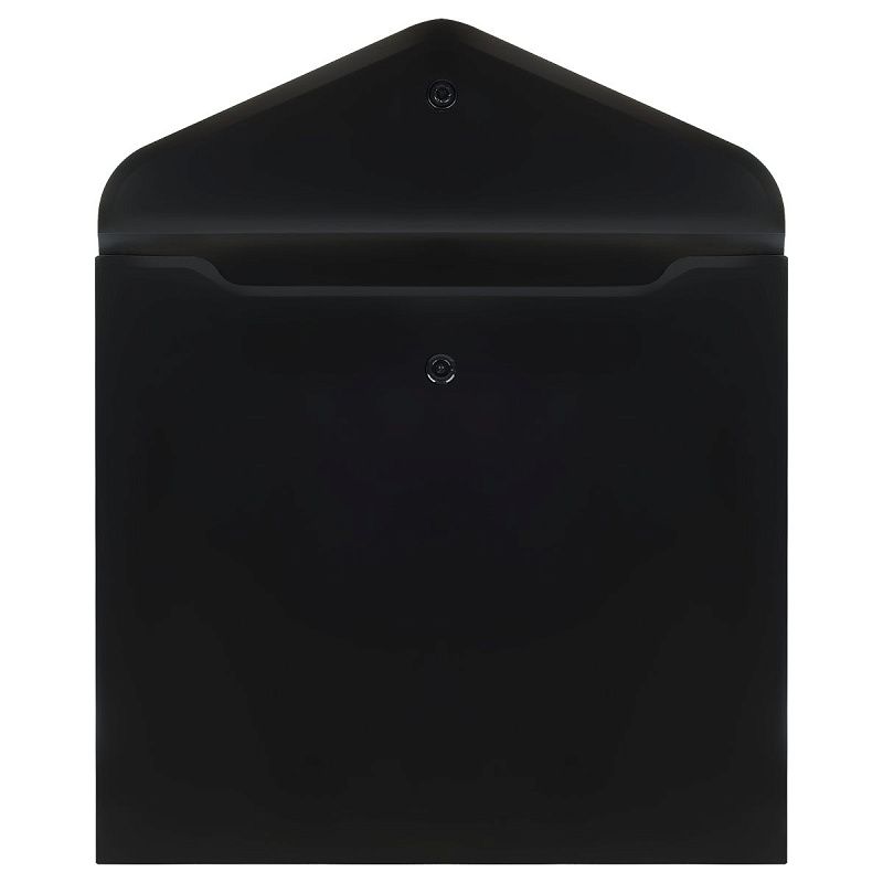 Папка-конверт на кнопке СТАММ А5+, 150мкм, пластик, непрозрачная, черная 