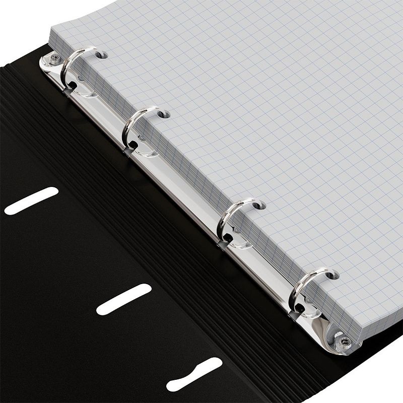 Тетрадь на кольцах А5, 120л., BG "Base", пластиковая обложка, черный, с резинкой