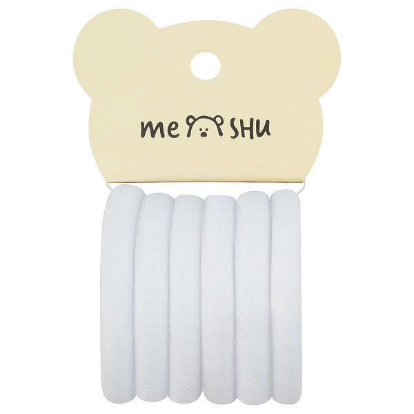 Резинки для волос MESHU "Essence thin", белые, 6шт., диаметр 4см, европодвес