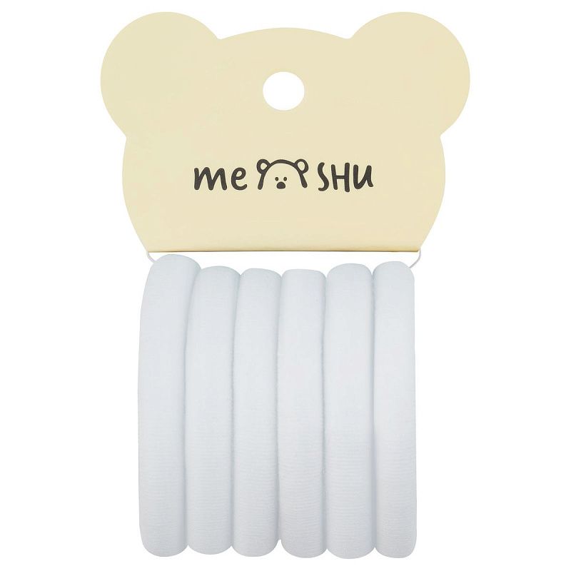 Резинки для волос MESHU "Essence thin", белые, 6шт., диаметр 4см, европодвес