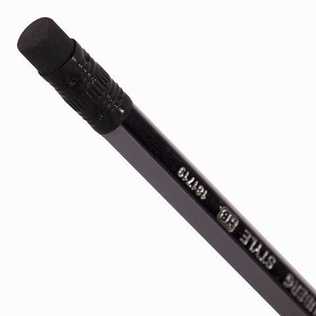 Набор карандашей чернографитных BRAUBERG "Style" 12 шт., HB, с ластиком, корпус черно-серый, 181719 