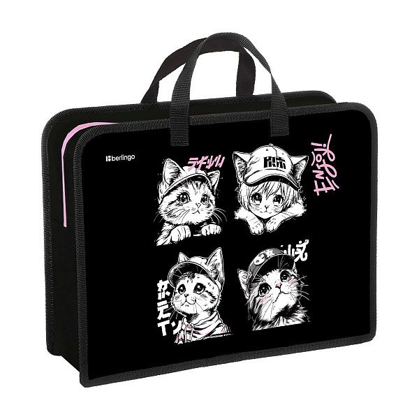 Папка с ручками 1 отделение, А4 Berlingo "Little Paws", 340*245*100мм, пластик, на молнии