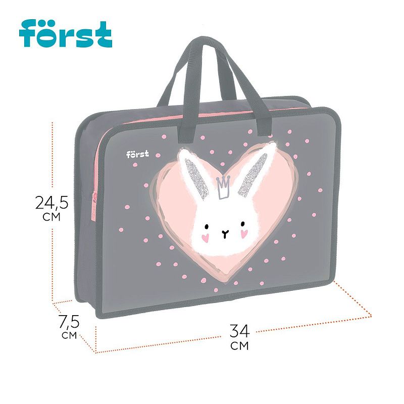 Папка с ручками 1 отделение, А4 Först "Little Friend", 340*245*75мм, пластик, на молнии 