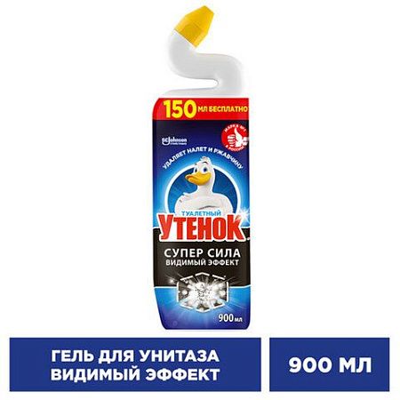 Средство для сантехники/уборки туалета 900 мл, ТУАЛЕТНЫЙ УТЕНОК Супер Сила "Видимый Эффект", 696894 