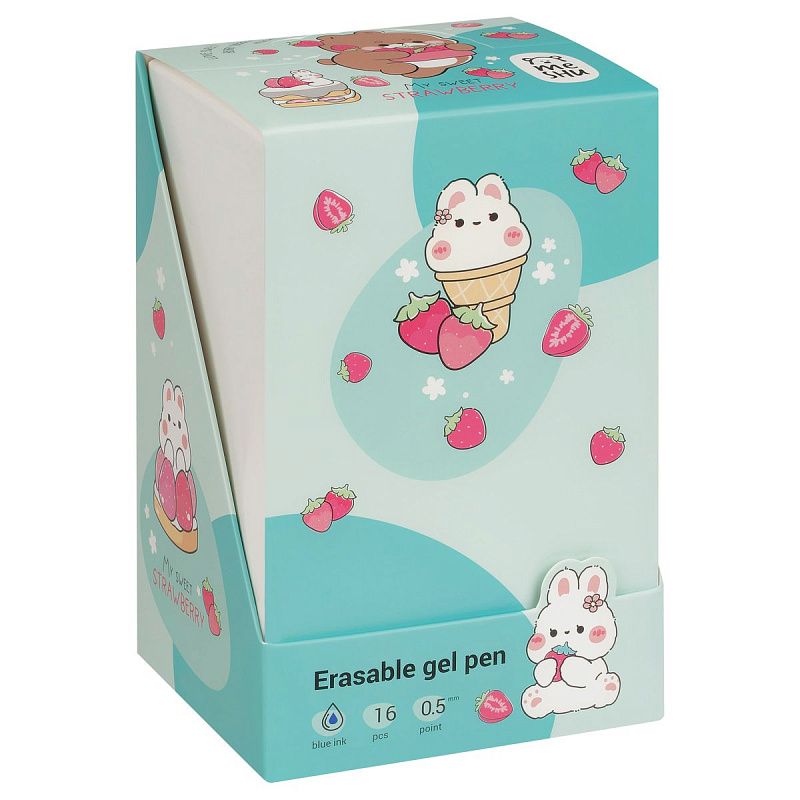 Ручка гелевая стираемая MESHU "Friendsberry" синяя, 0,5мм, корпус ассорти, с топпером 