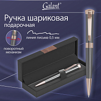 Ручка подарочная шариковая GALANT TAUT, корпус оружейный металл, детали розовое золото, узел 0,7 мм, линия письма 0,5 мм, синяя, 144170