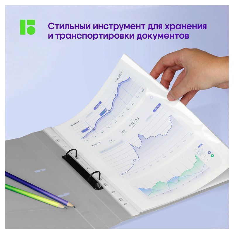 Папка на 2 кольцах Berlingo "Metallic", 24мм, 1000мкм, серебряный металлик, D-кольца, с внутр. карманом 