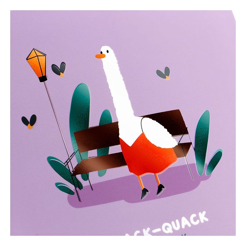 Записная книжка 170*170 мм 40л. на скрепке MESHU "Quack-Quack", soft-touch ламинация, выборочный УФ-лак, блок без линовки, 80г/м2