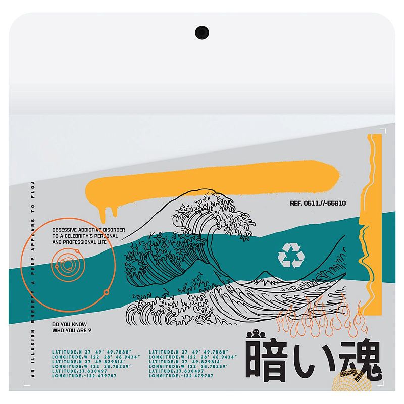 Папка-конверт на кнопке Berlingo "Glyph", 330мкм, с рисунком 