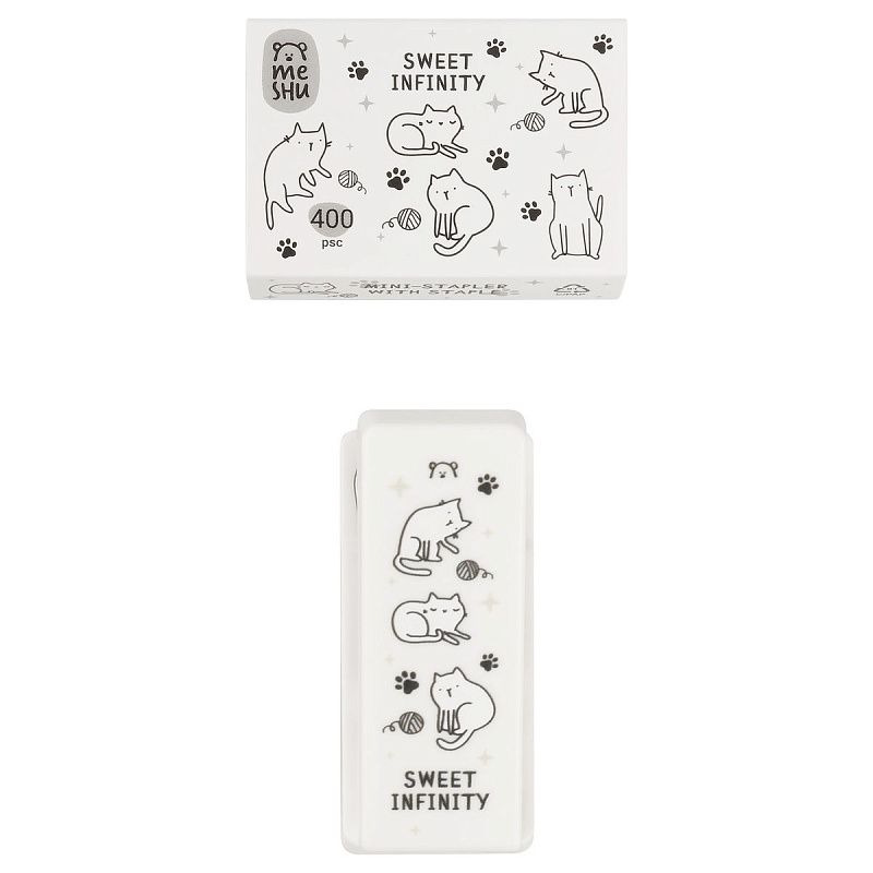 Набор MESHU "Sweet infinity": мини-степлер №24/6 до 20л.; скобы №24/6; пластиковый бокс