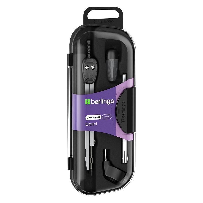 Готовальня Berlingo "Expert", 4 предмета, циркуль 135мм, пластиковый футляр