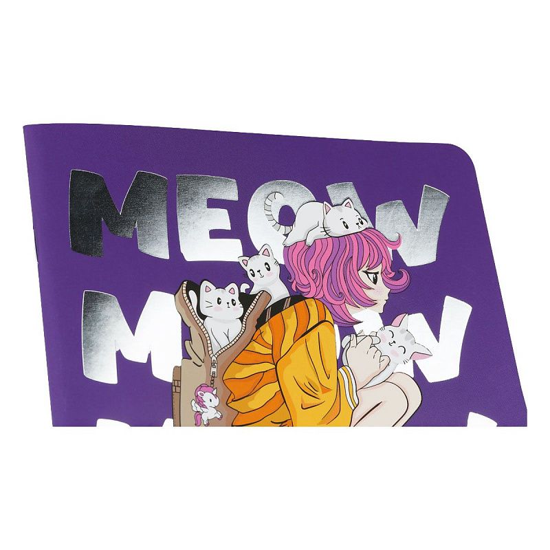 Записная книжка 170*170 мм 40л. на скрепке MESHU "Meow", soft-touch ламинация, тиснение фольгой, блок без линовки, 80г/м2