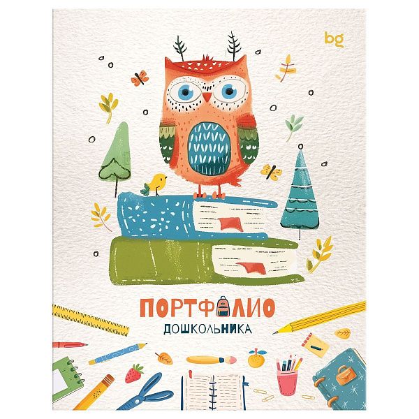 Папка-портфолио 7БЦ А4 BG, на 4 кольцах для дошкольника, 20 файлов, 10 вкладышей