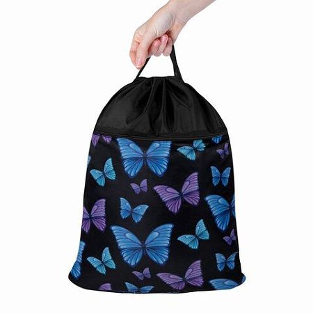 Мешок для обуви BRAUBERG БОЛЬШОЙ, с ручкой, карман на молнии, сетка, 49х41 см, "Fly aways", 272402 