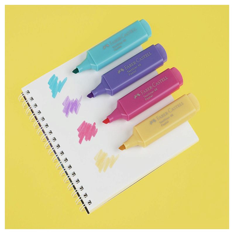 Набор текстовыделителей Faber-Castell "46 Superfluorescent+Pastel" 2 флуоресцентных цв. + 2 пастельных цв., 1-5м 