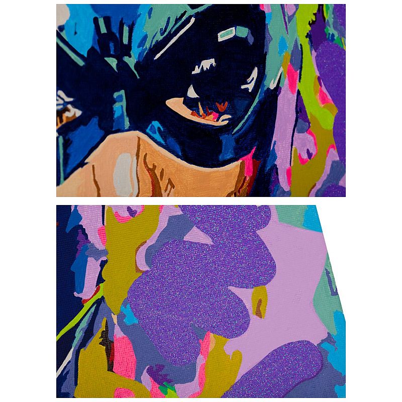 Картина по номерам на холсте с глиттером ТРИ СОВЫ "Женщина-кошка", 40*50, с акриловыми красками и кистями