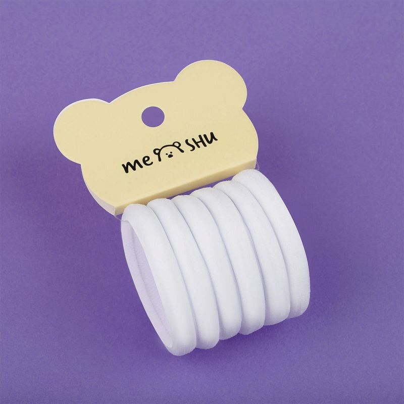 Резинки для волос MESHU "Essence thin", белые, 6шт., диаметр 4см, европодвес