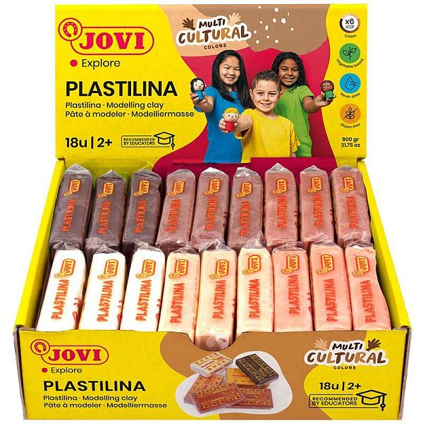 Пластилин JOVI "Multicultural", 06 цветов, 900г, растительный, картон, европодвес