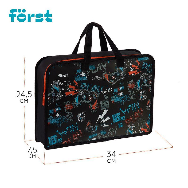 Папка с ручками 1 отделение, А4 Först "Flawless Victory", 340*245*75мм, пластик, на молнии 